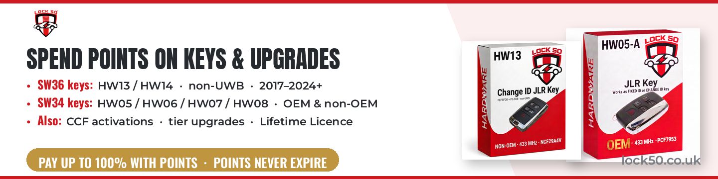 Spend Lock50 points on SW36 and SW34 keys, CCF activations, tier upgrades and Lifetime Licence - pay up to 100% with points, points never expire